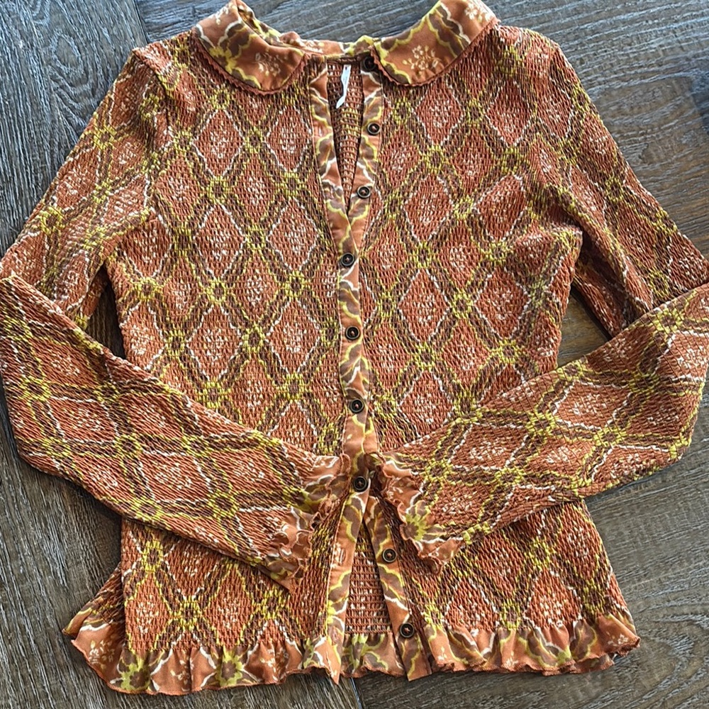 Women's Orange Diamond Pattern Top